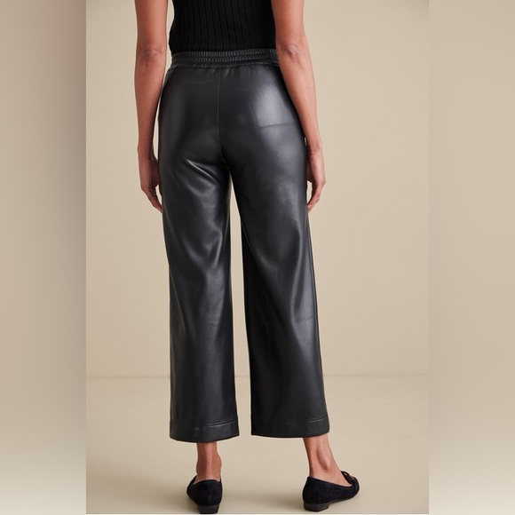 Soft Surroundings NWT Rivka Black Faux Leather Pants Large - Picture 5 of 13